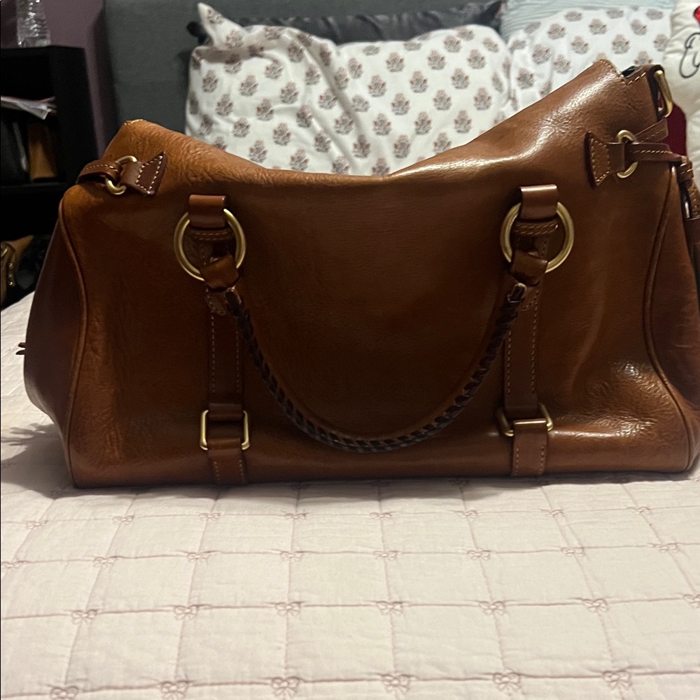 Dooney & Bourke Rich Brown Leather Satchel - Picture 5 of 9